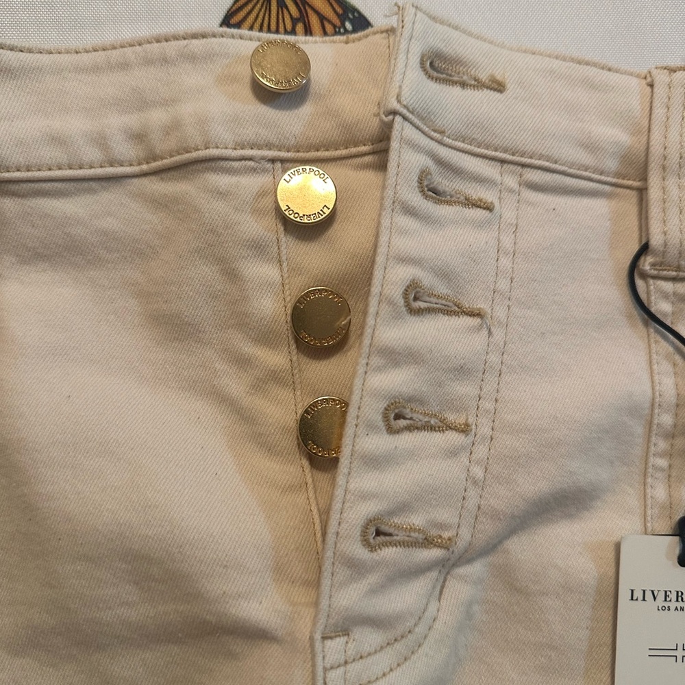 Liverpool Cream High Waist Tailored Shorts - Picture 4 of 14